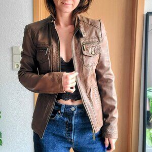MICHAEL Michael Kors Brown Genuine Leather Jacket Size XS